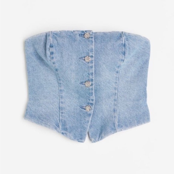 H&M rhinestone button up corset top - Picture 1 of 5